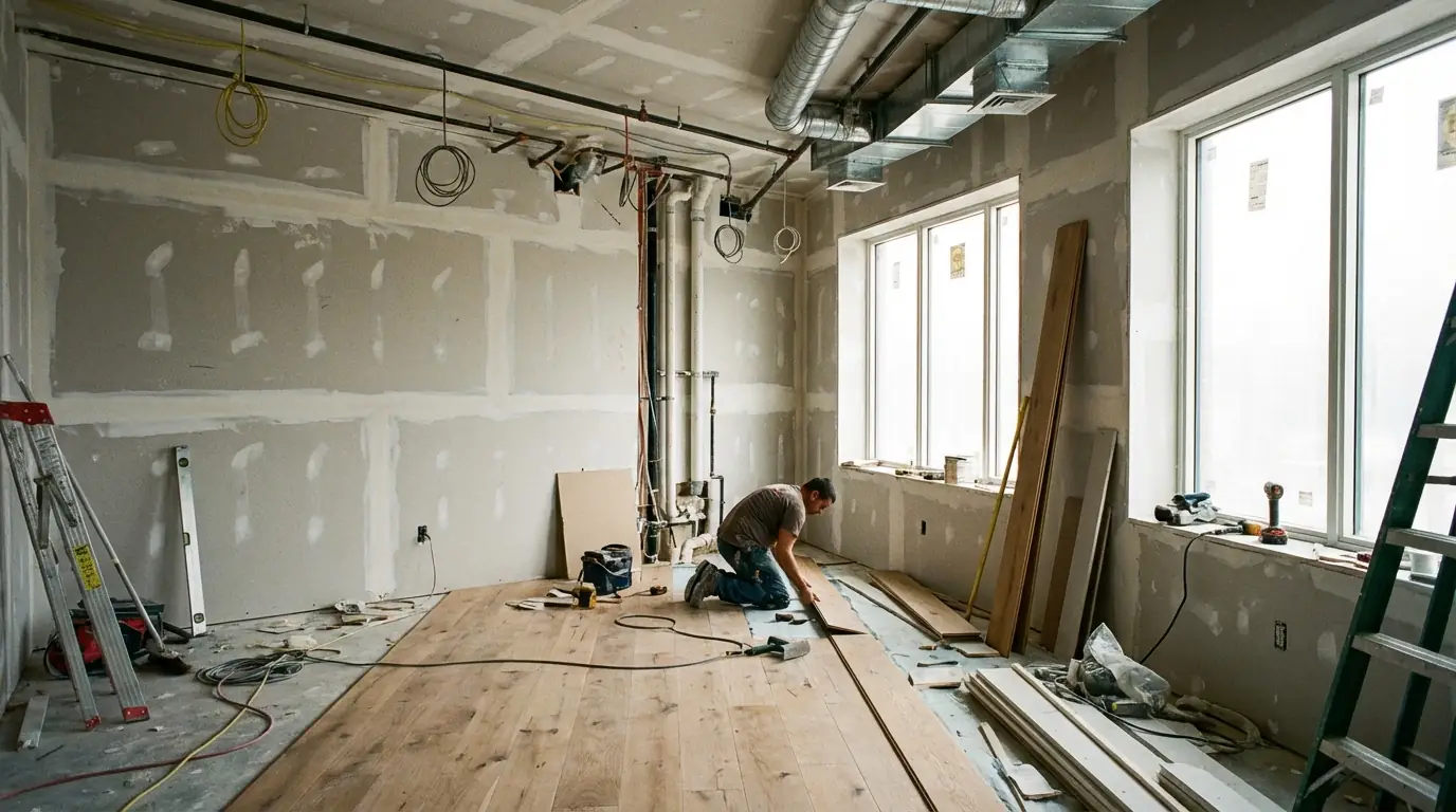 Handwerksarbeiten im Innenbereich eines Wohnhauses